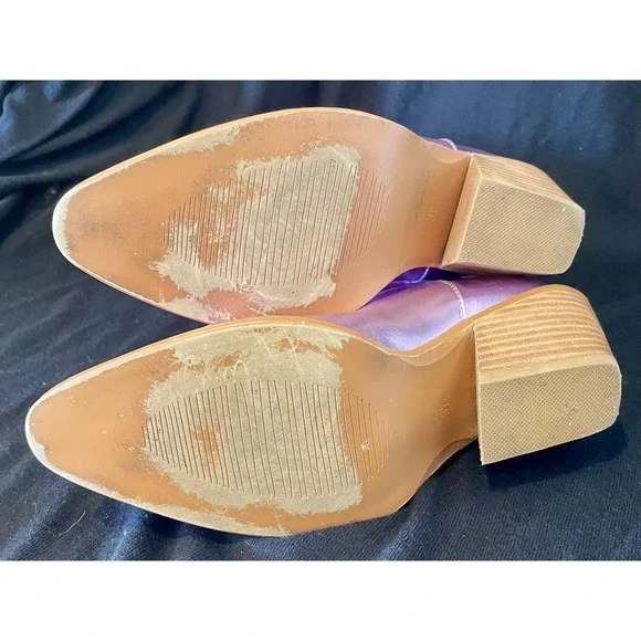 Women's Boots Cowboy Boot Purple Pink Winter Size Labeled 37 US 6 Night Club EUC - Picture 6 of 6